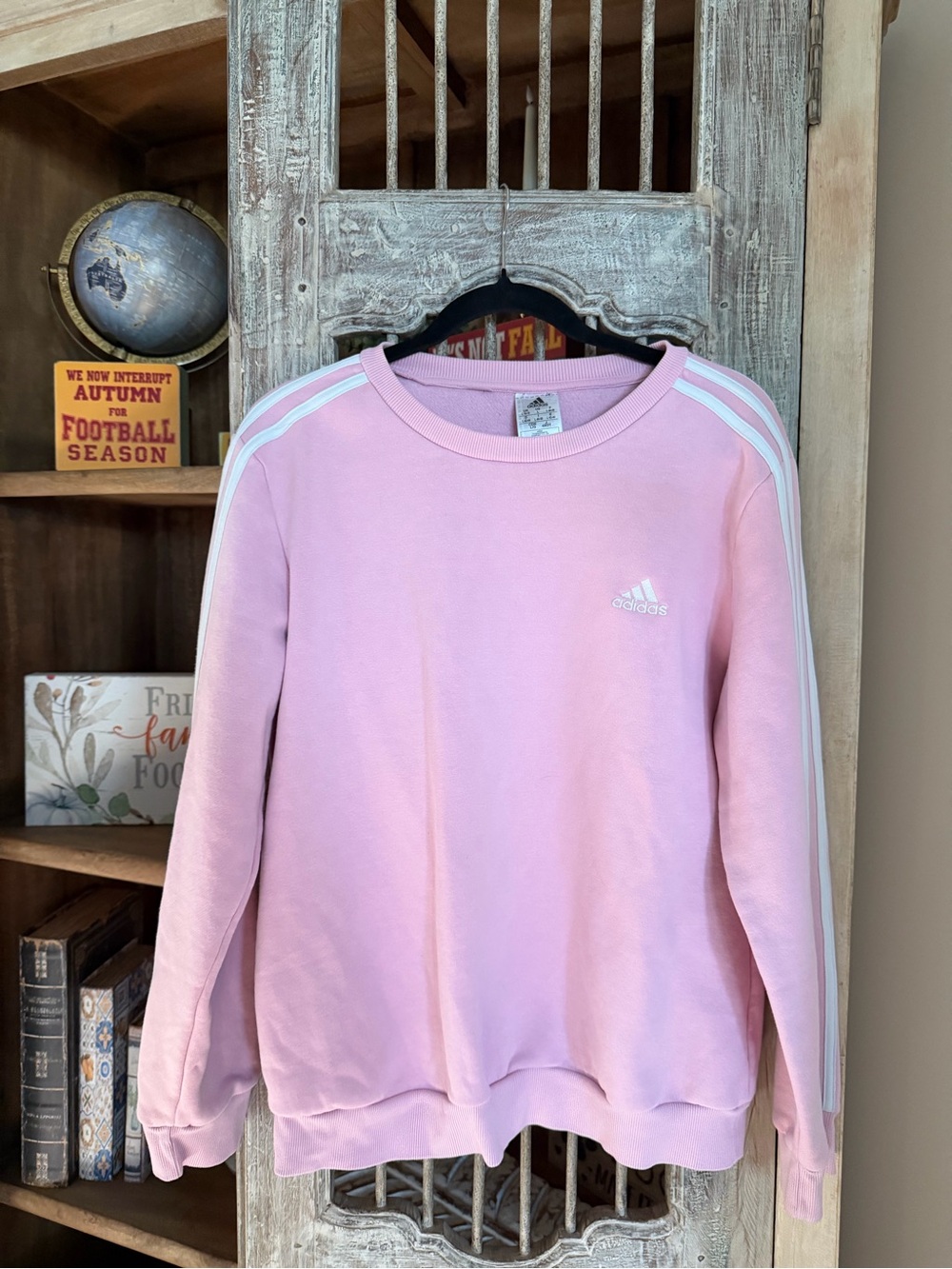 adidas Pink Crewneck Sweatshirt with White 3-Stripes